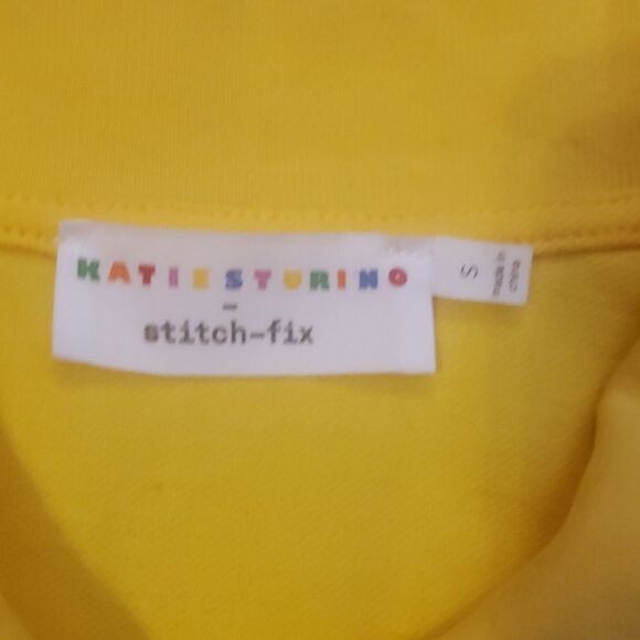 Stitch Fix | Katie Sturino Yellow‎ with White Racer Stripe Polo Top Size … - Picture 3 of 5